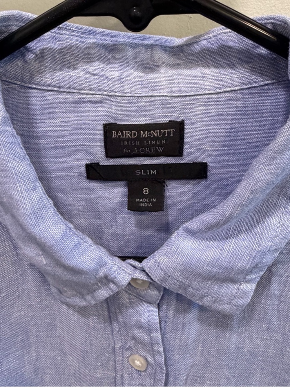 J. Crew Sz 8 Slim Light Blue Linen Button-Down Shirt